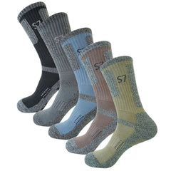 5Pack Men's Cushion Camping Hiking/Performance Crew Socks Khaki included