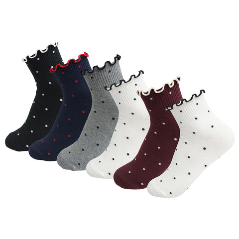 6Pairs Women's Cotton Ruffle Frilly Lettuce Anklet Socks