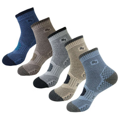 5pack Men's Full Cushion Mid Quarter Length Hiking Socks