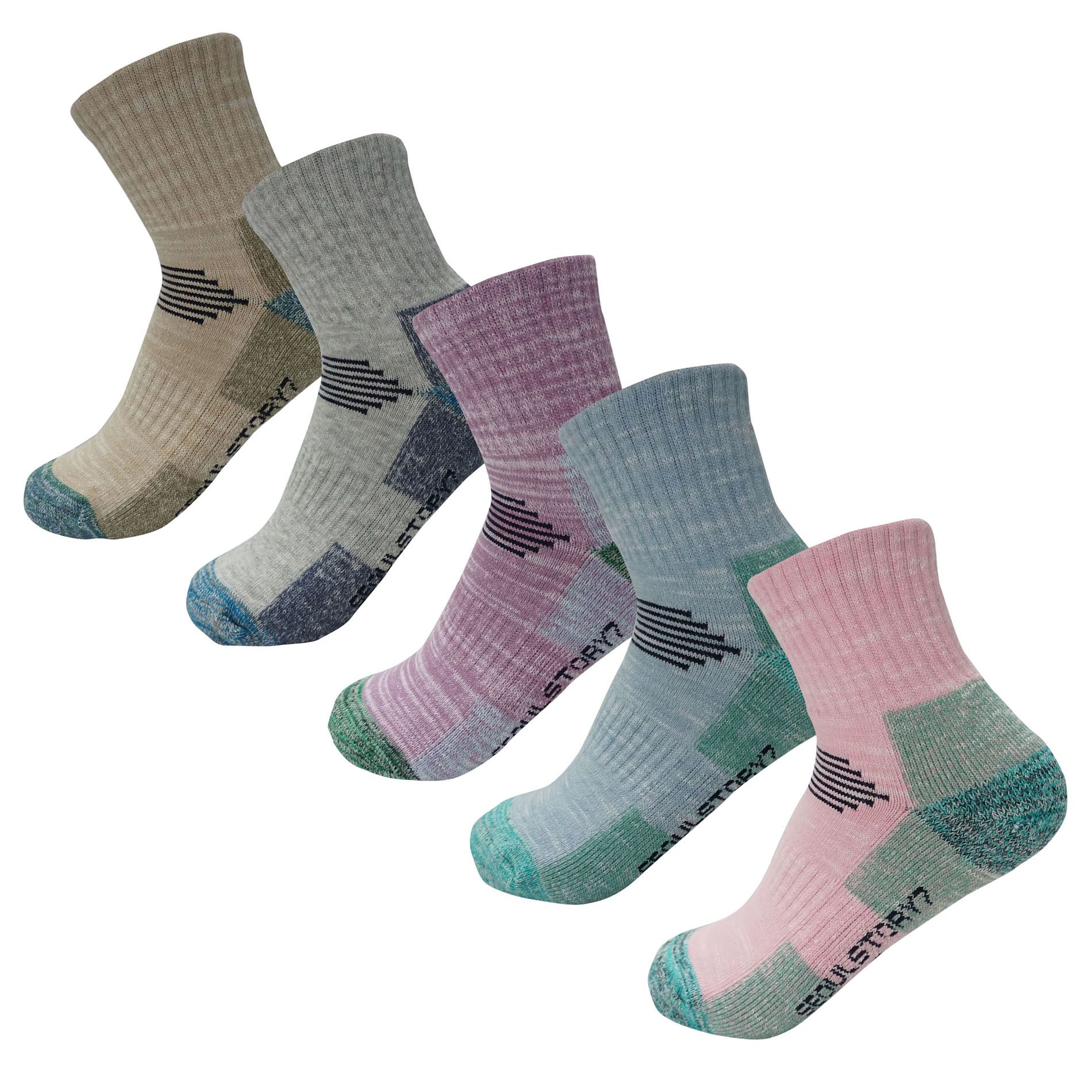 Seoulstory7 5pack Women Mid Cushion Low Hiking Camping Performance Socks