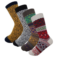 4Pack Women's Mismatched Casual Crew Jacquard Knit Socks