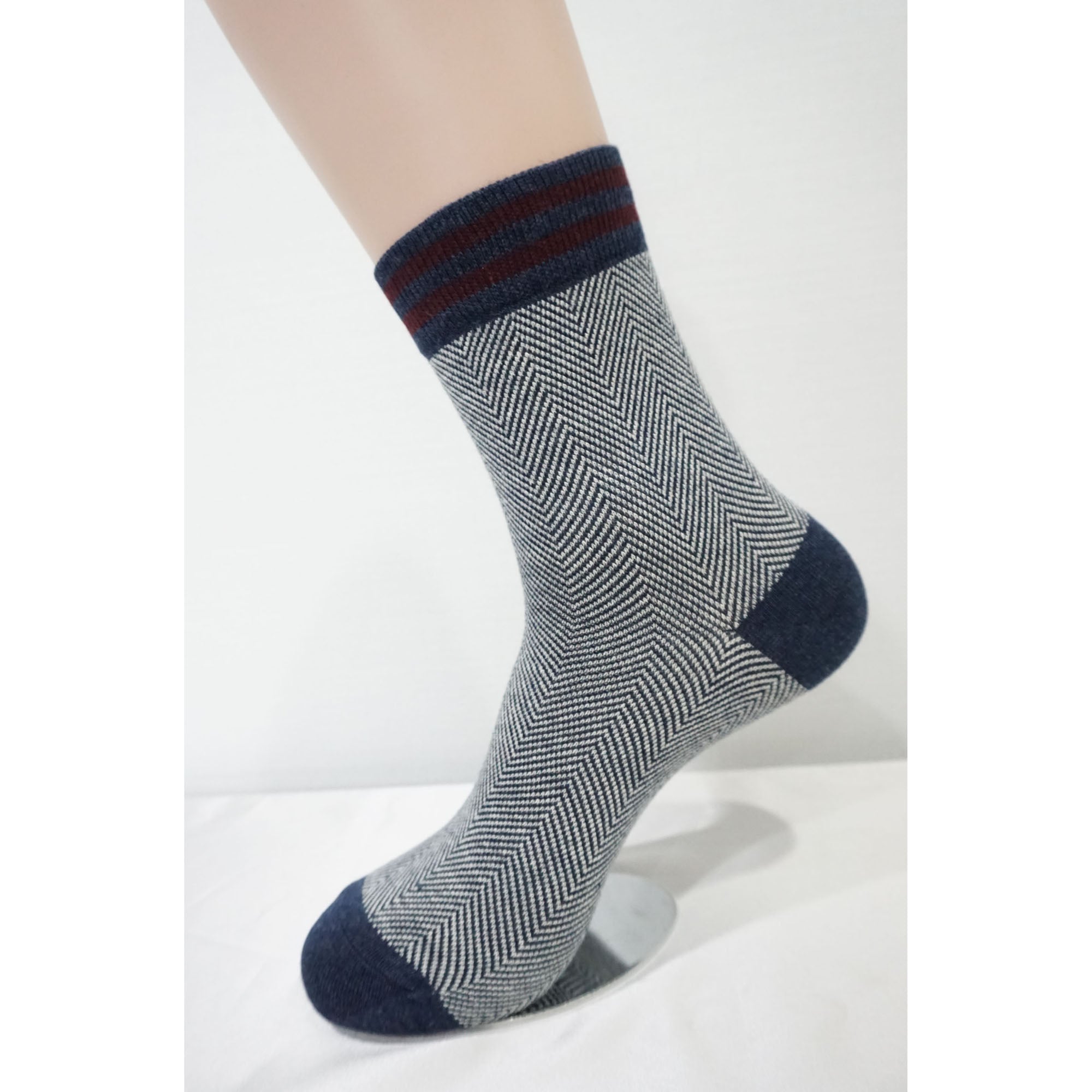 4Pack Men's Casual Cotton Patterned Socks Harringbone