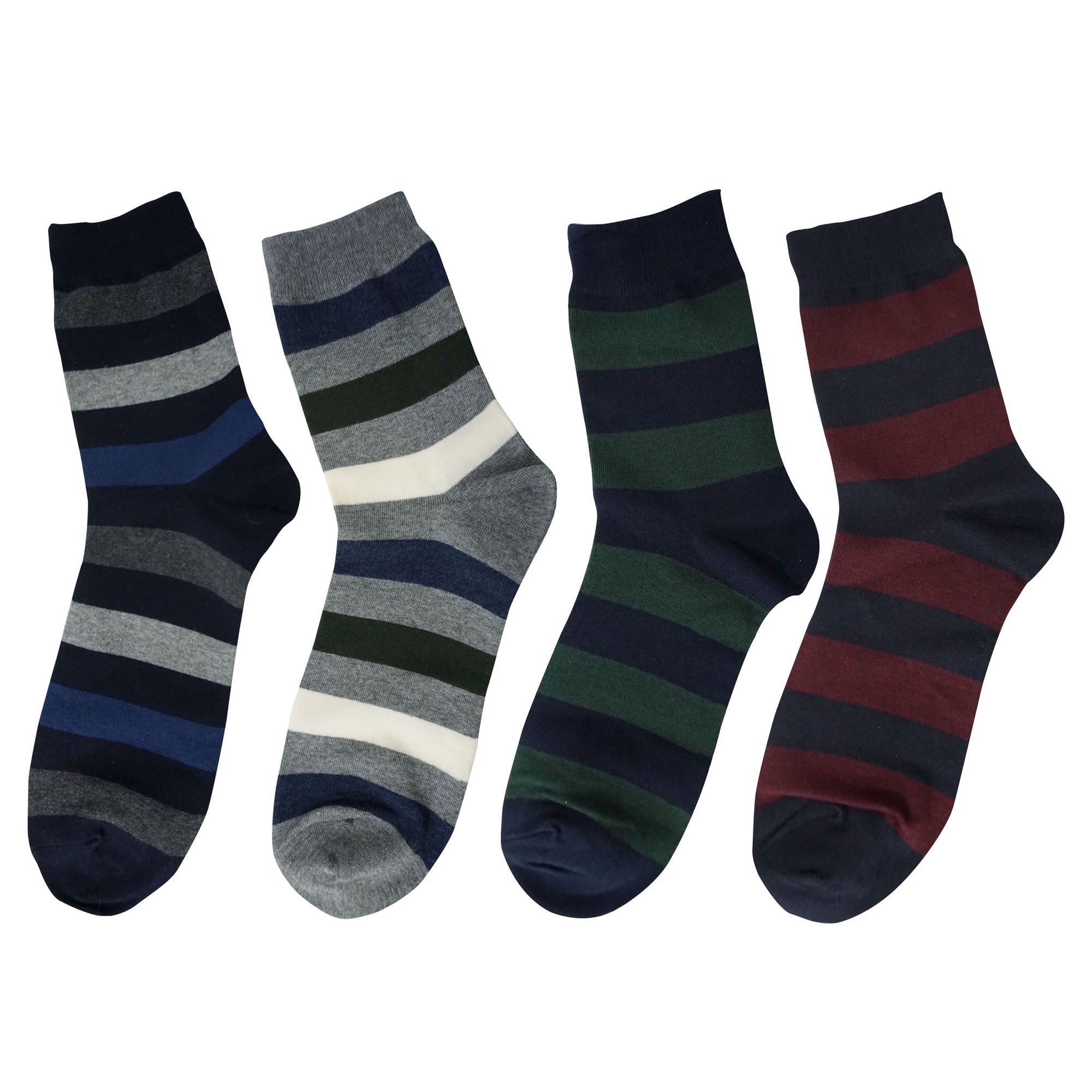 4Pack Men's Casual Cotton Patterned Socks Bold Stripe