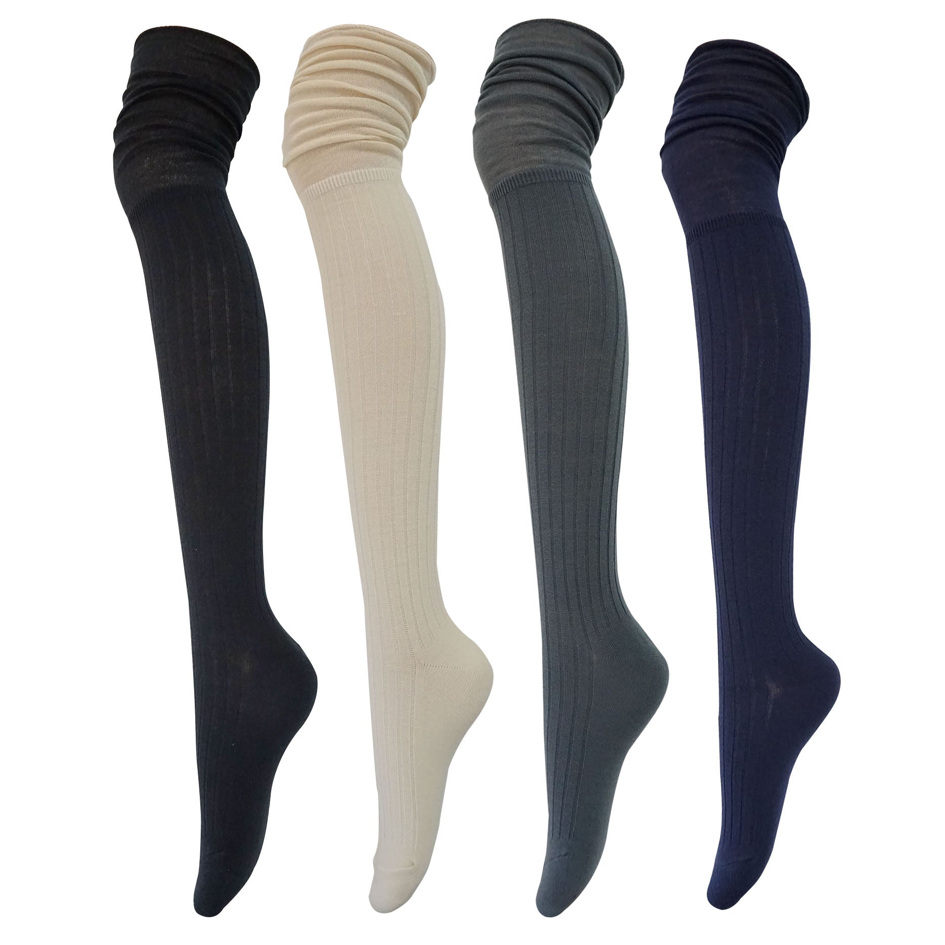 4Pack Women's Slouch Top Over The Knee Socks