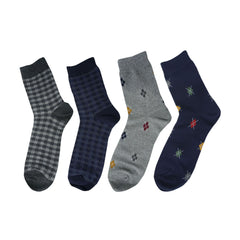 4Pack Men's Casual Cotton Patterned Socks Check and Small Argyle